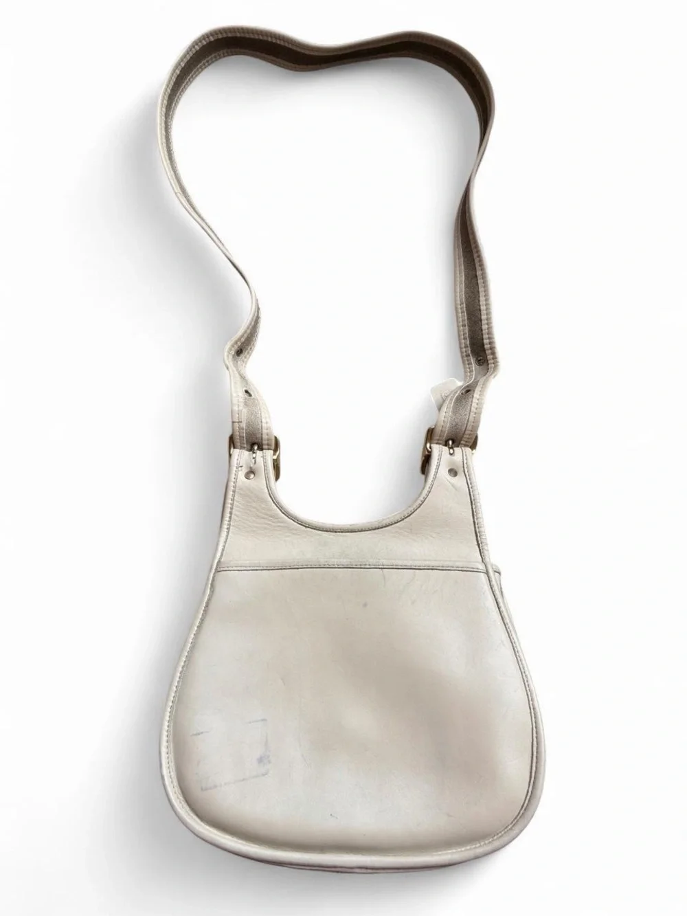 Coach Cream Leather Crescent Saddle Bag